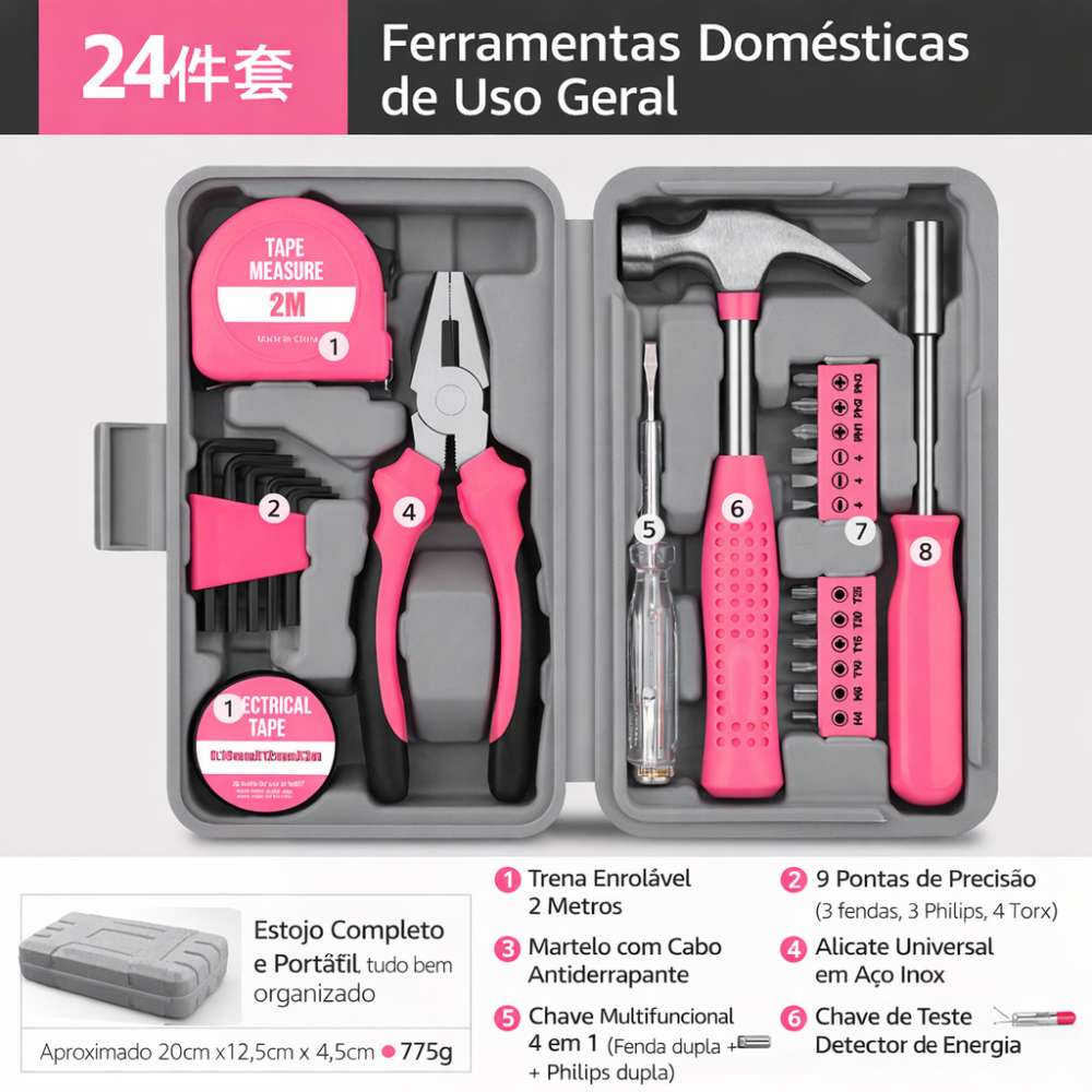 Kit Ferramentas Completo 24 Peças Com Estojo Portátil - Imagem 4