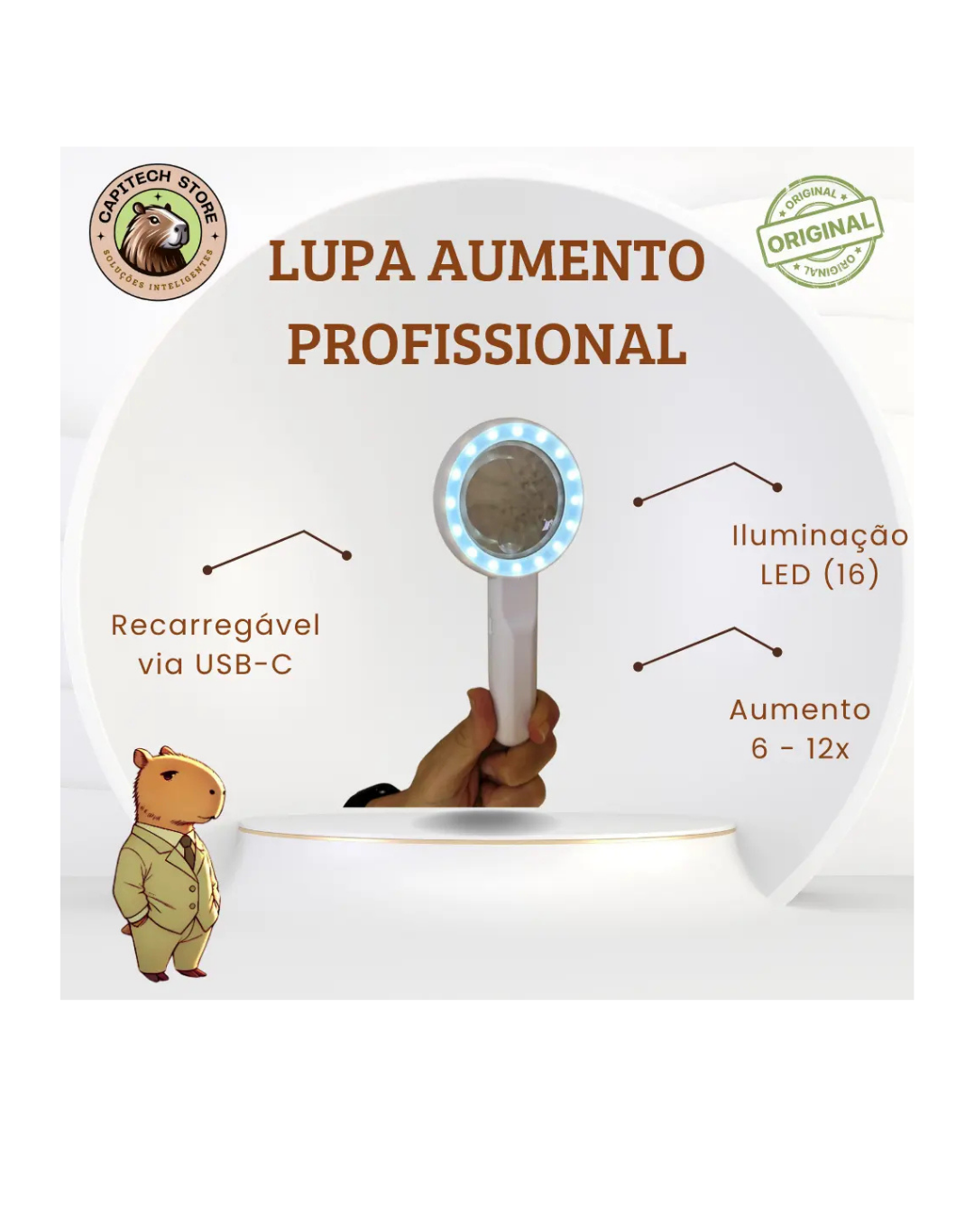 Lupa de Mão Aumento 12x com LED Profissional Portátil - Imagem 3