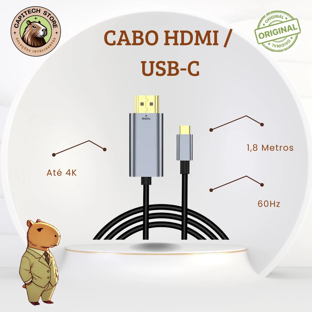 Cabo USB-C para HDMI 4K 60Hz, 1,8 m - Imagem 2