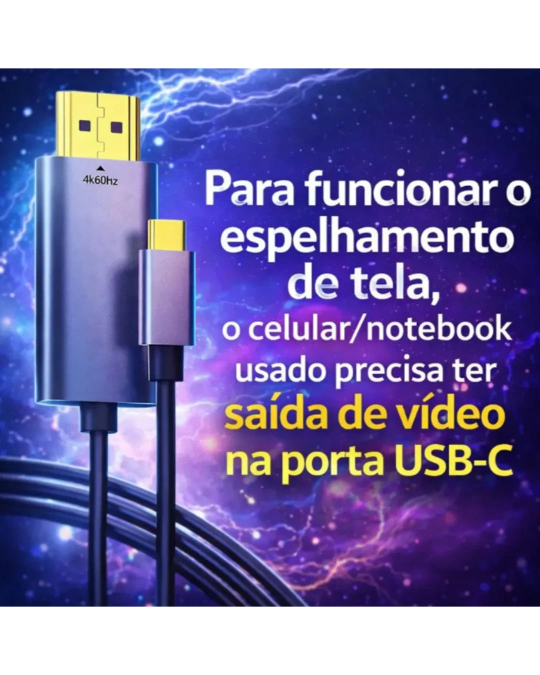 Cabo USB-C para HDMI 4K 60Hz, 1,8 m - Imagem 4