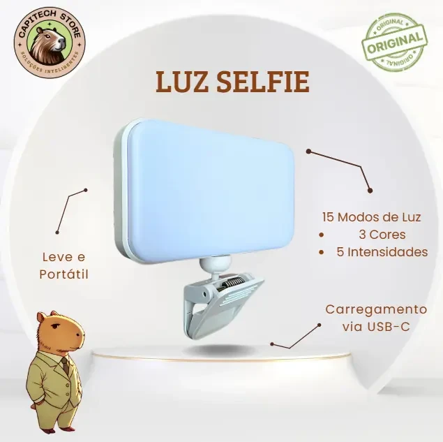 Luz de LED para Selfie e Vídeo com Clipe, 3 Cores e 5 Níveis - Imagem 5