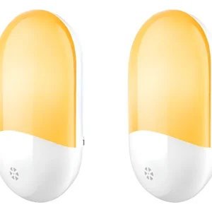 Kit com 2 luzes noturnas de LED para tomada Capitech, brancas, com luz amarela