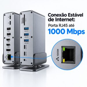 Hub Usb-c 15 Em 1 Dual Hdmi Dp Rj45 Gigabit Pd100w Usb 3.2