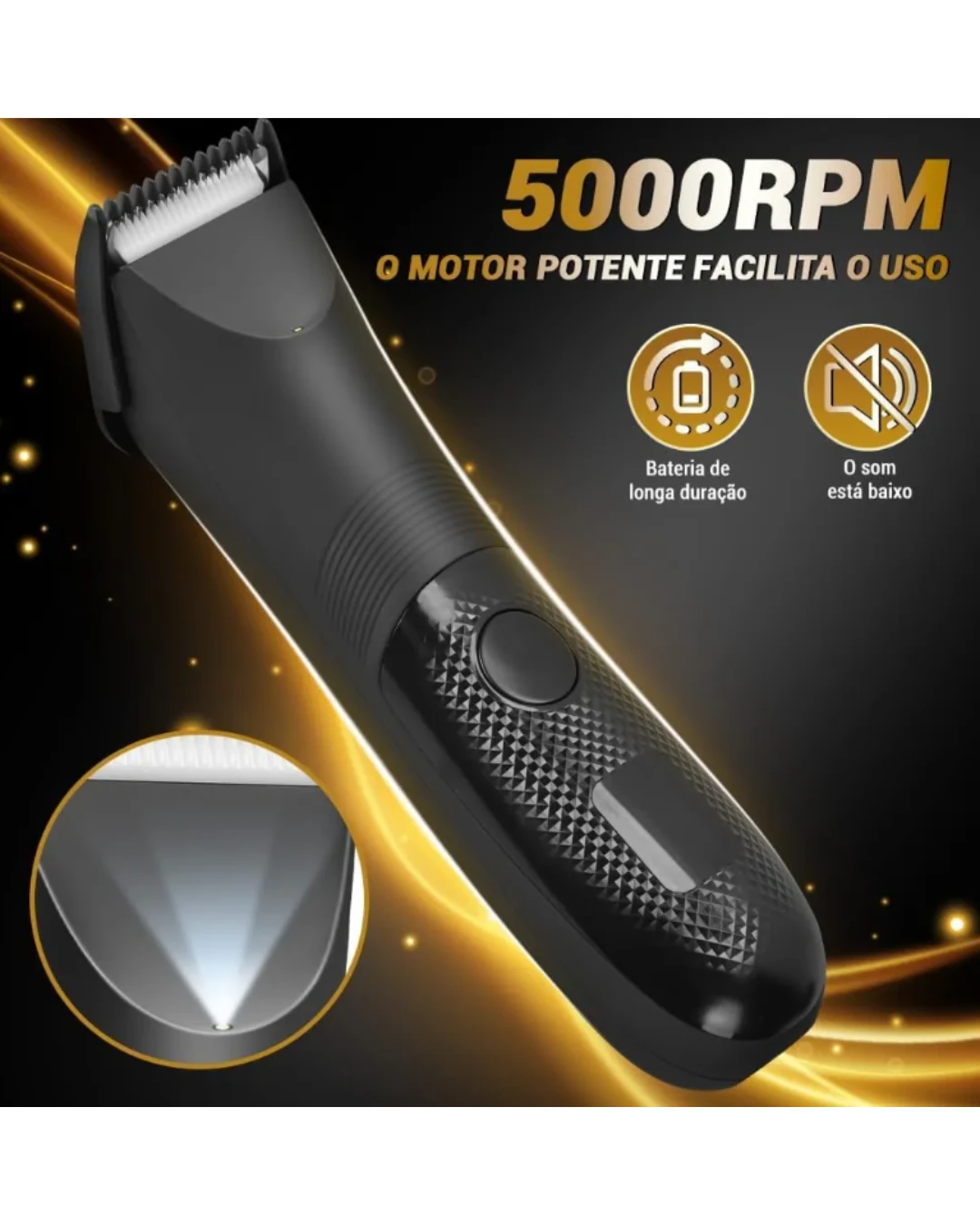 Aparador de Barba e Pelos à Prova d'Água com LED - Imagem 4