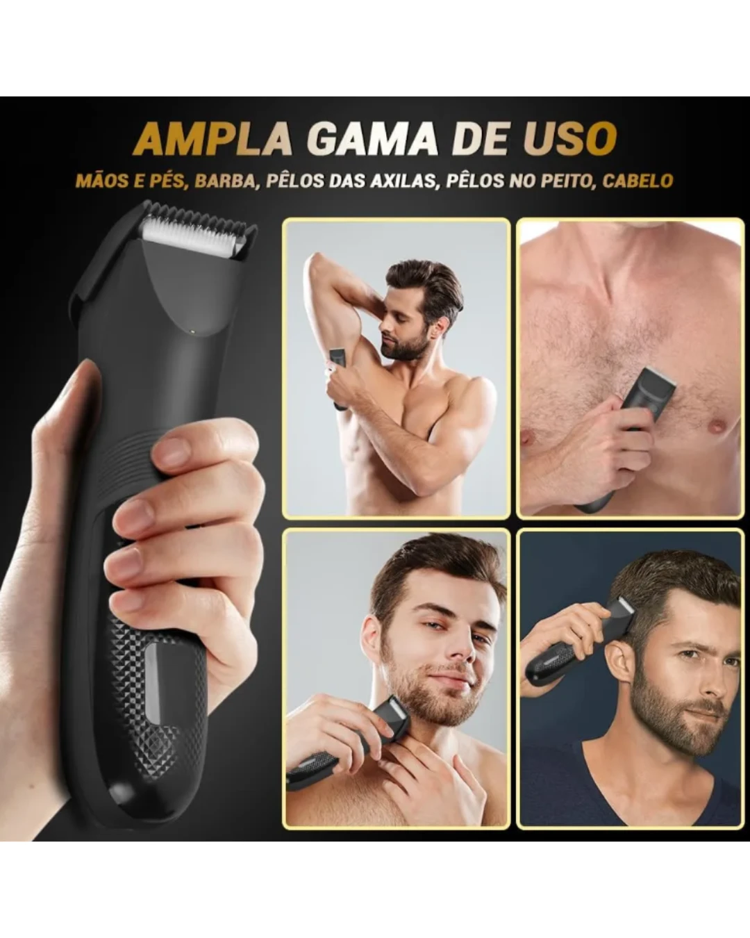 Aparador de Barba e Pelos à Prova d'Água com LED - Imagem 5