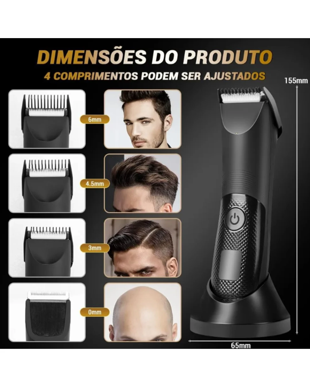 Aparador de Barba e Pelos à Prova d'Água com LED - Imagem 3